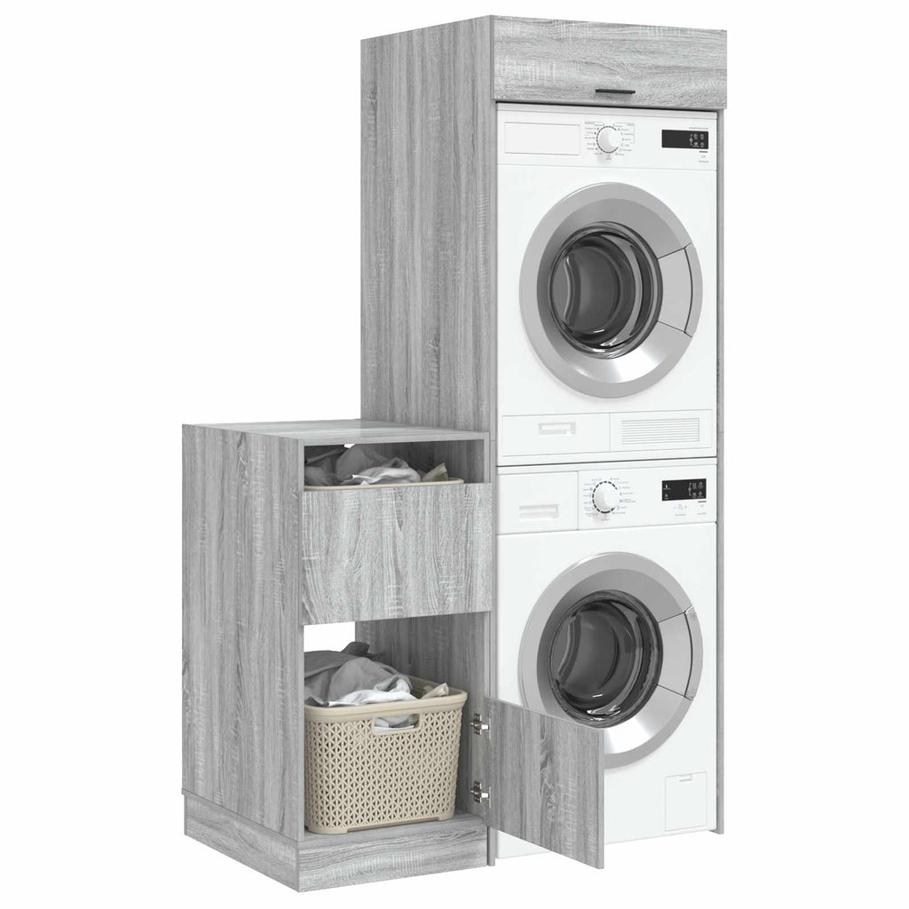 Wäscheschrank-Set 2 Stk. Graues Sonoma Holzwerkstoff