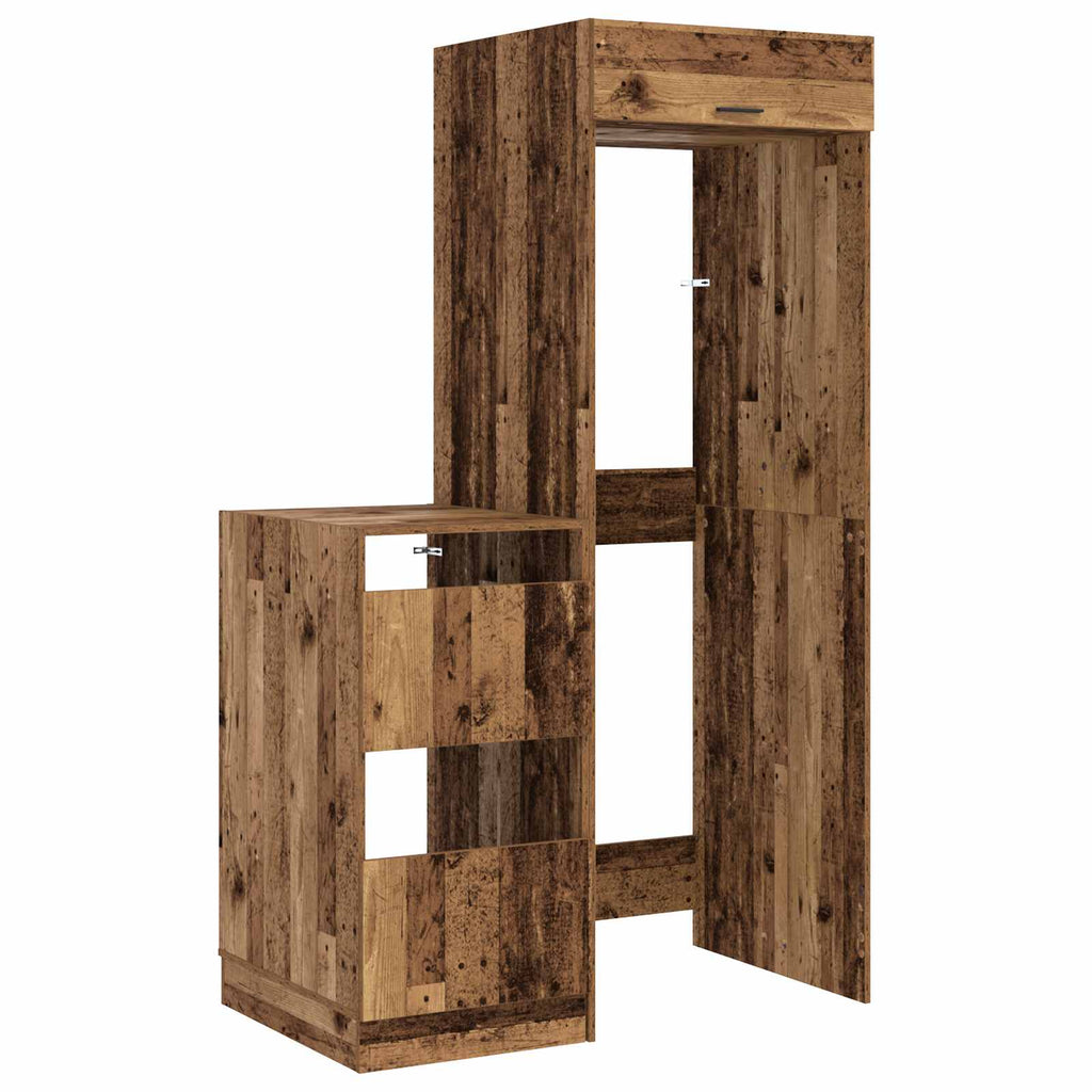 Wäscheschrank-Set mit Speicher 2 Stk. Altholz Holzwerkstoff