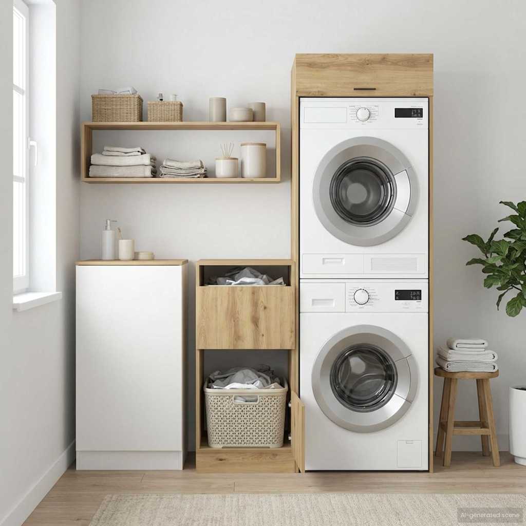 Wäscheschrank-Set 2 Stk. Artisan-Eiche Holzwerkstoff