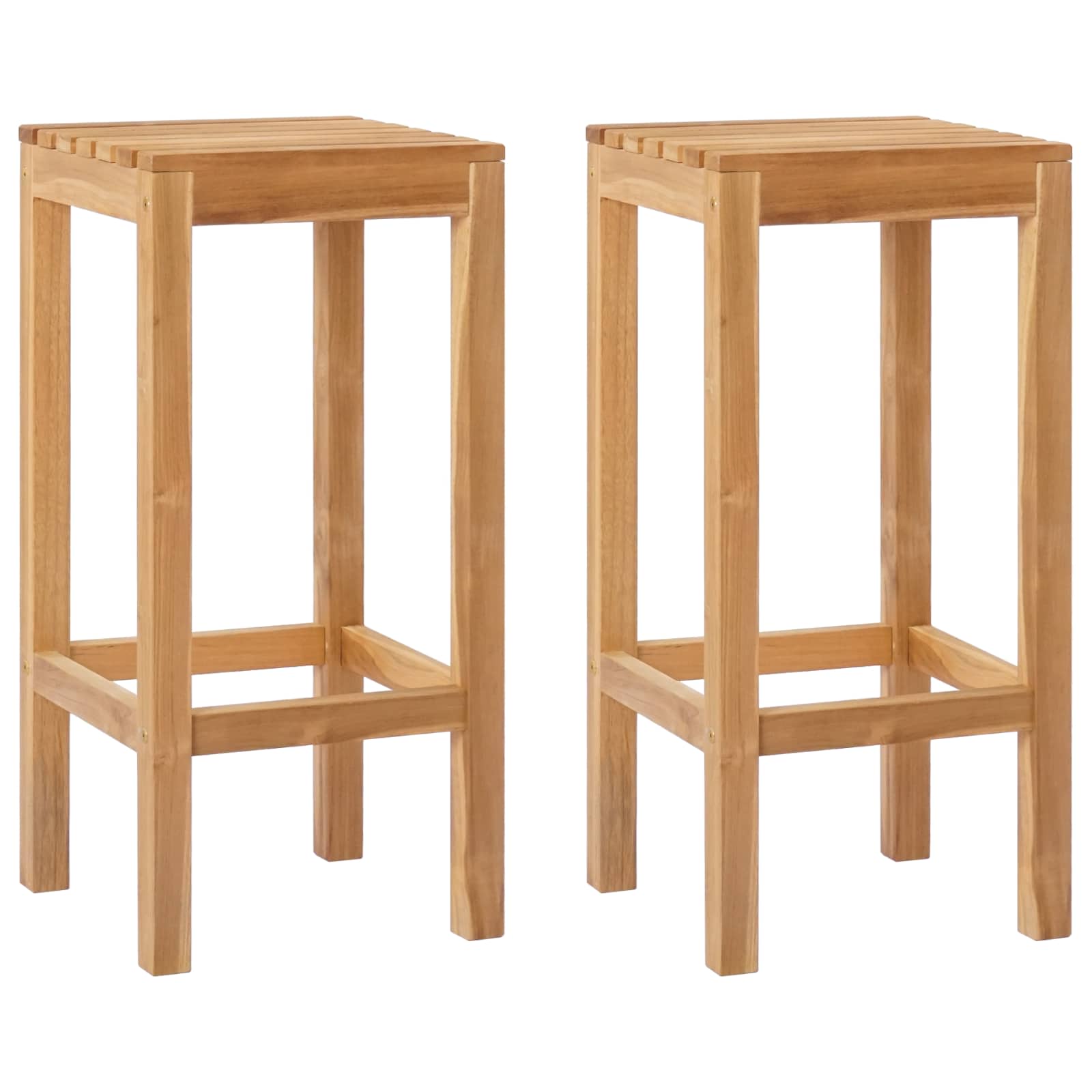 Barhocker 2 pcs Natur 35 x 35 x 75 cm Massivholz Teak