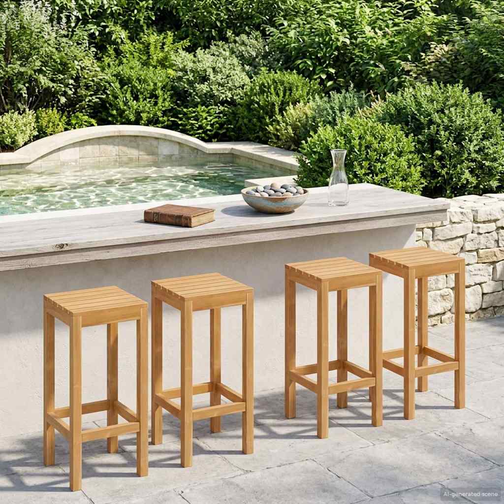 Barhocker 4 pcs Natur 35 x 35 x 75 cm Massivholz Teak