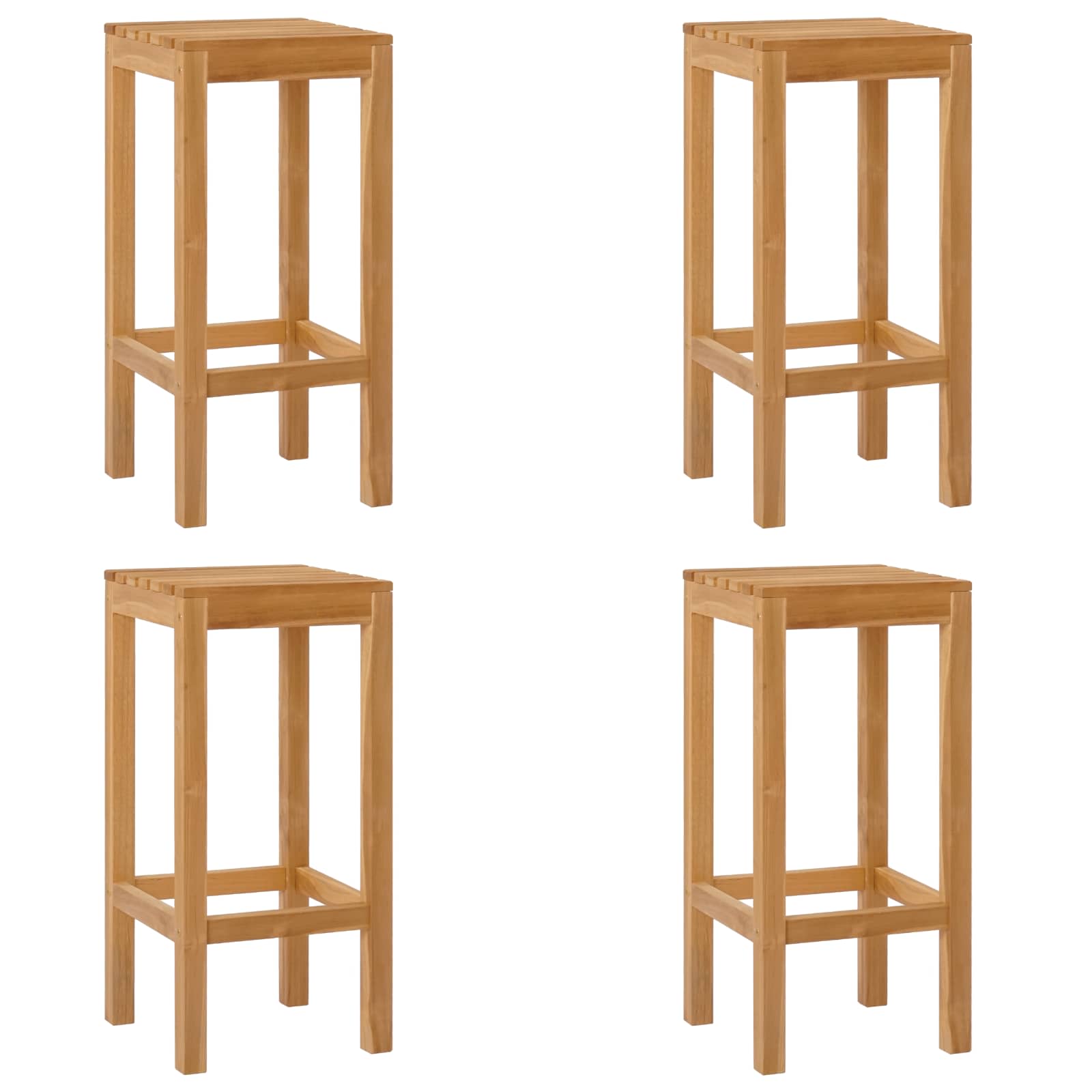 Barhocker 4 pcs Natur 35 x 35 x 75 cm Massivholz Teak