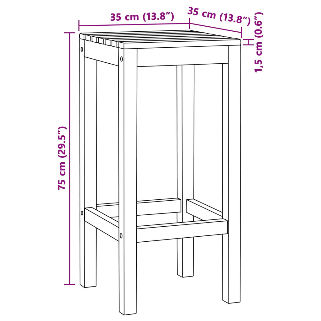 Barhocker 4 pcs Natur 35 x 35 x 75 cm Massivholz Teak