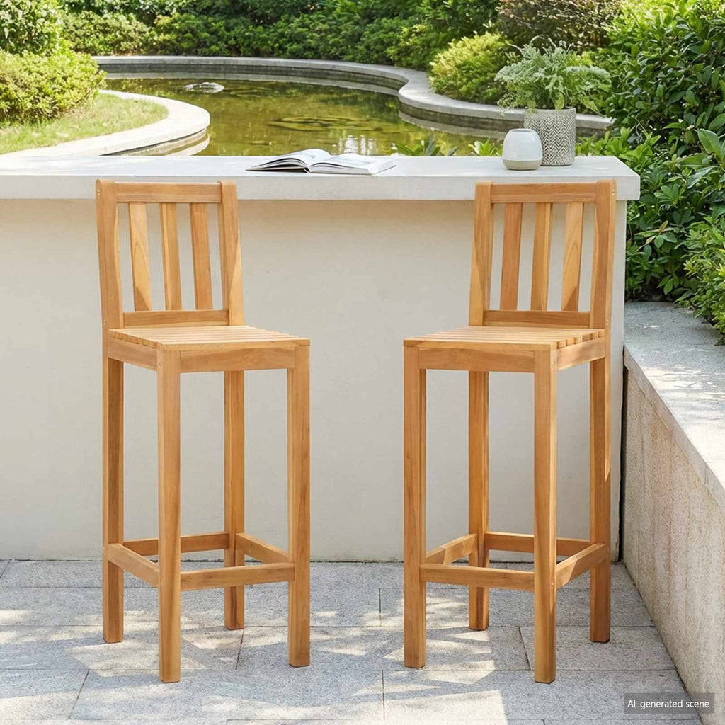 Barhocker 2 pcs Natur 35 x 45 x 110 cm Massivholz Teak