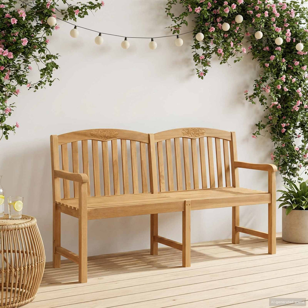 Handgefertigte Rosenbank Natur 179,5 x 61 x 90 cm