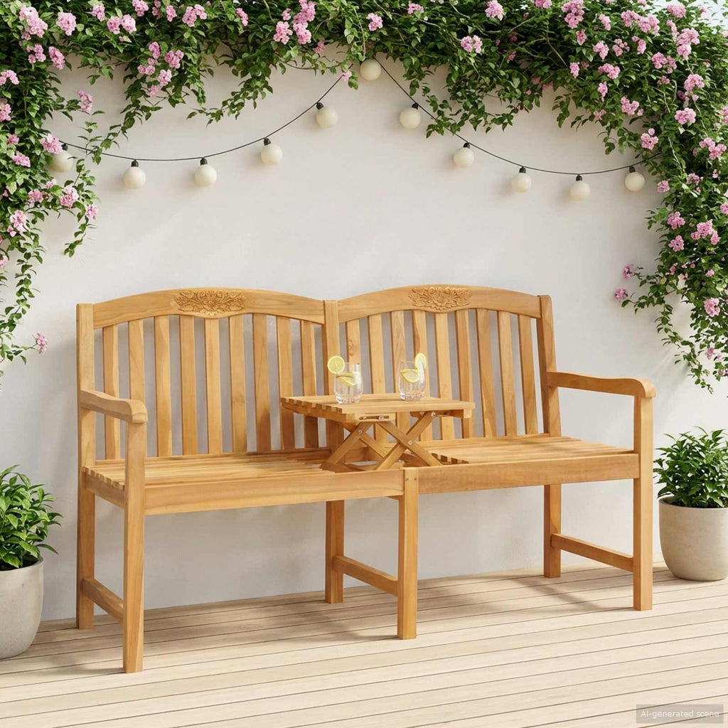 Handgefertigte Rosenbank Natur 150,5 x 60 x 95 cm