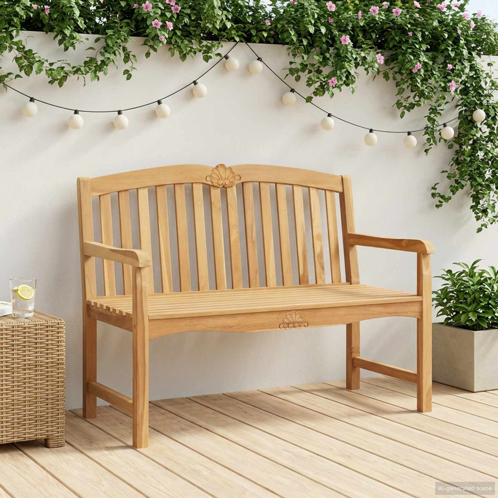 Handgefertigte Rosenbank Natur 114 x 60 x 95 cm Massivholz Teak