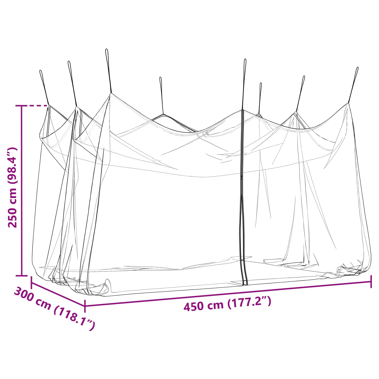 Garten Mücken Netz 156 Mesh Schwarz 3 x 4,5 x 2,5 m Polyester