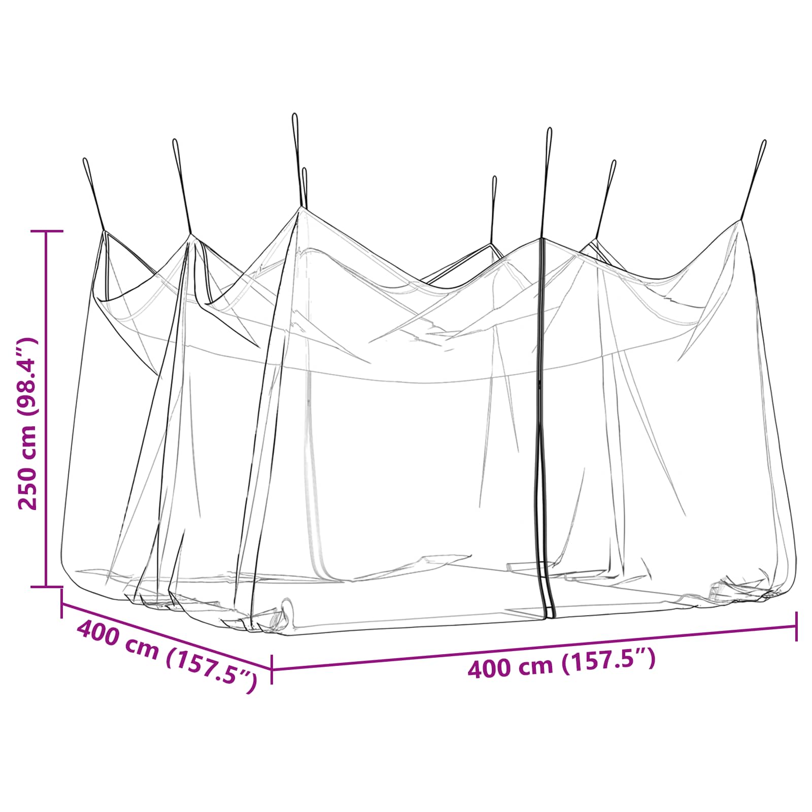 Garten Mücken Netz 156 Mesh Schwarz 4 x 4 x 2,5 m Polyester