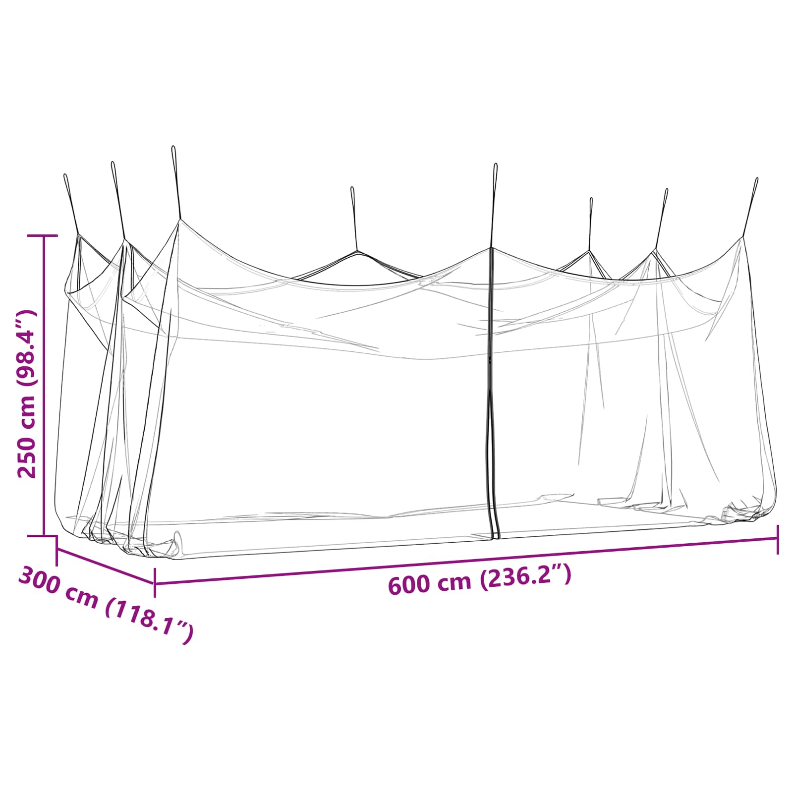 Garten Mücken Netz 156 Mesh Weiß 3 x 6 x 2,5 m Polyester