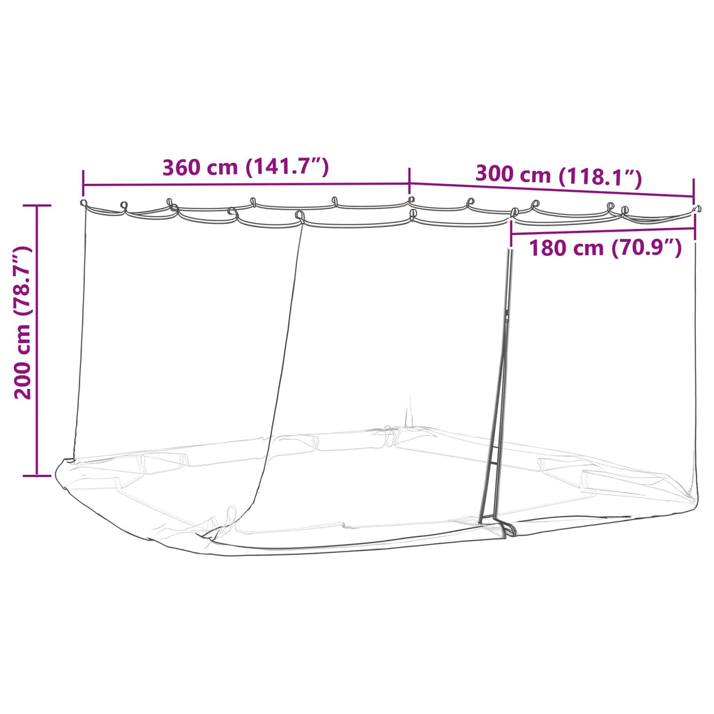 Moskito-Netz für Pavillon 220 Mesh Schwarz 3,6 x 3 x 2 m