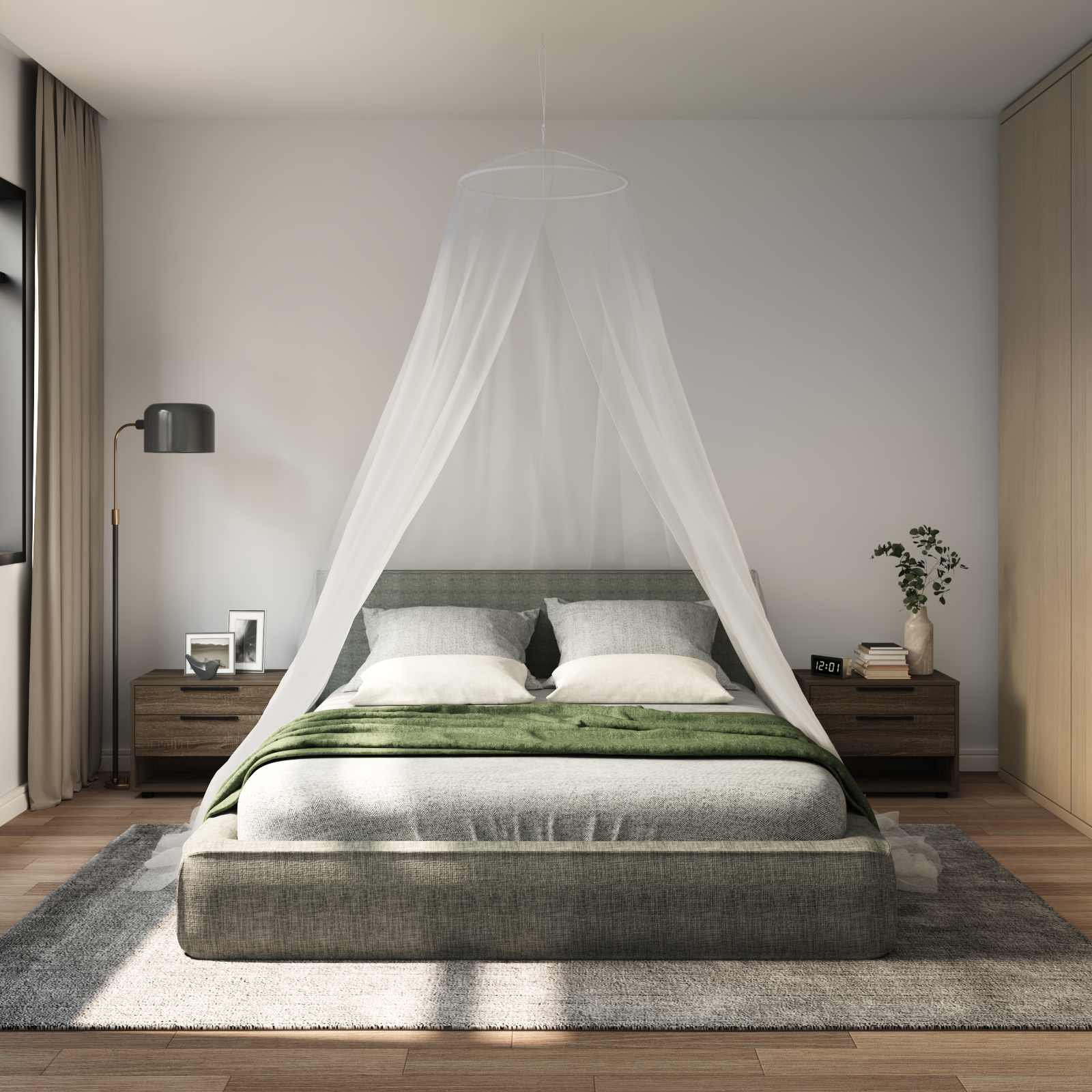Moskito-Netz für das Bett 3 pcs 156 Mesh Weiß ⌀56 x 220 cm