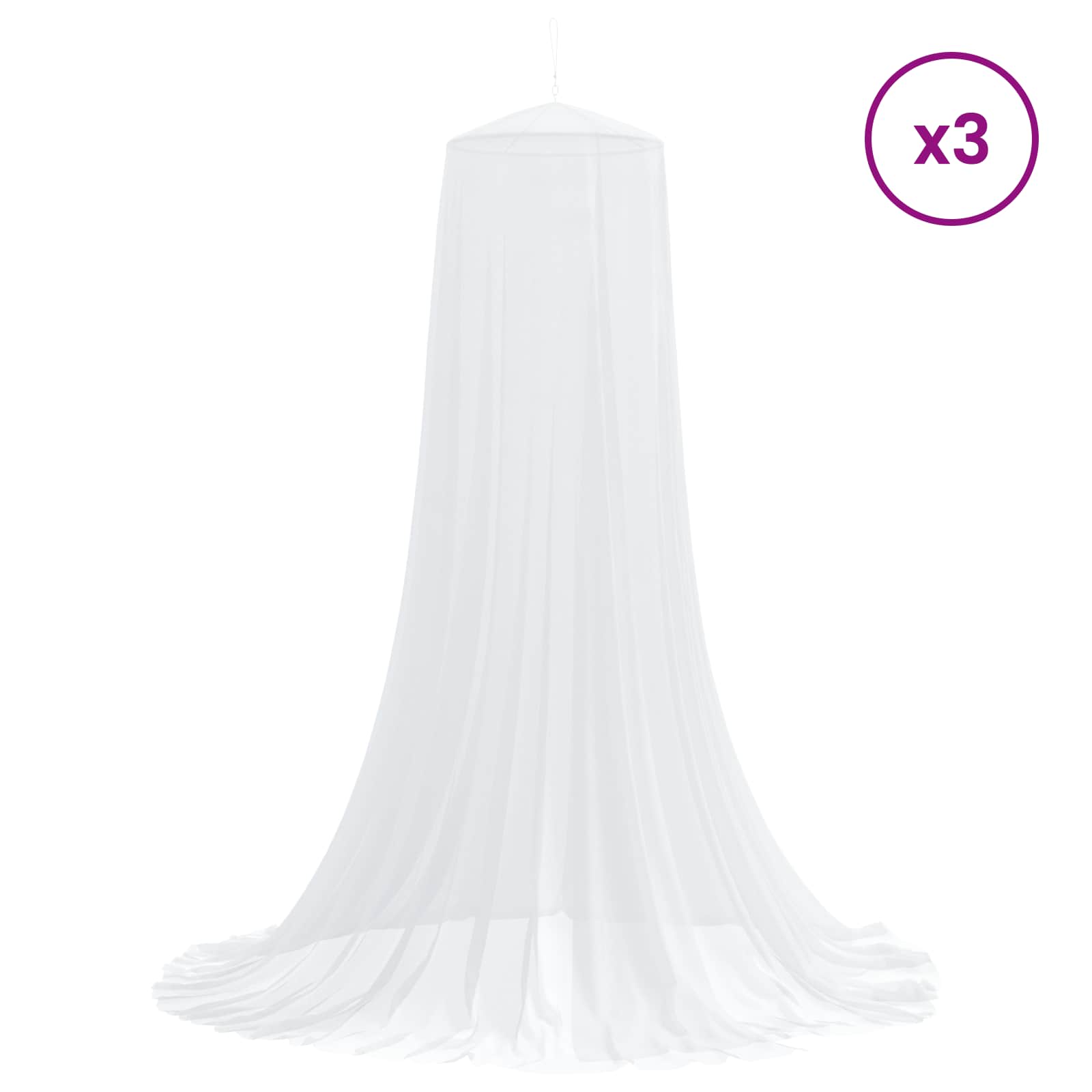 Moskito-Netz für das Bett 3 pcs 156 Mesh Weiß ⌀56 x 220 cm