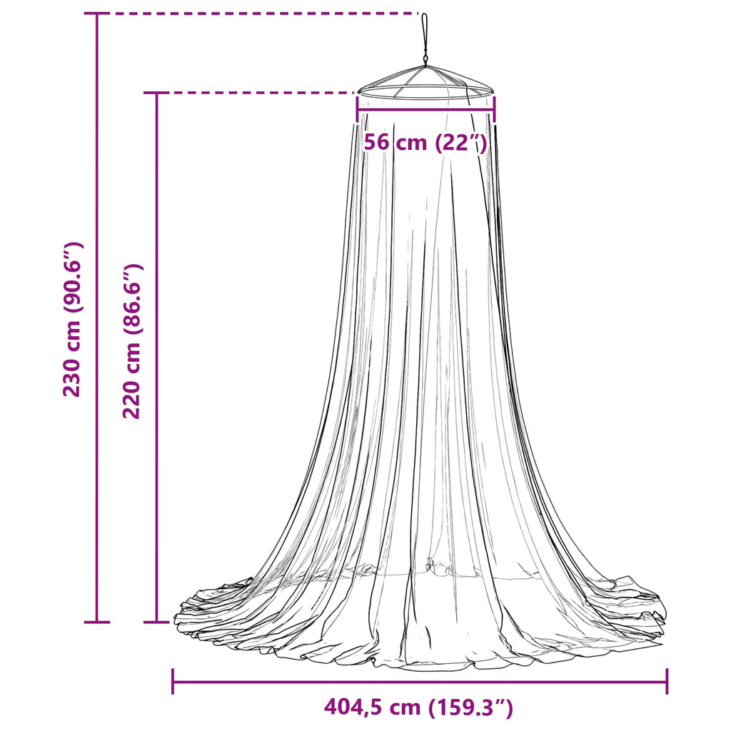 Moskito-Netz für das Bett 3 pcs 156 Mesh Weiß ⌀56 x 220 cm