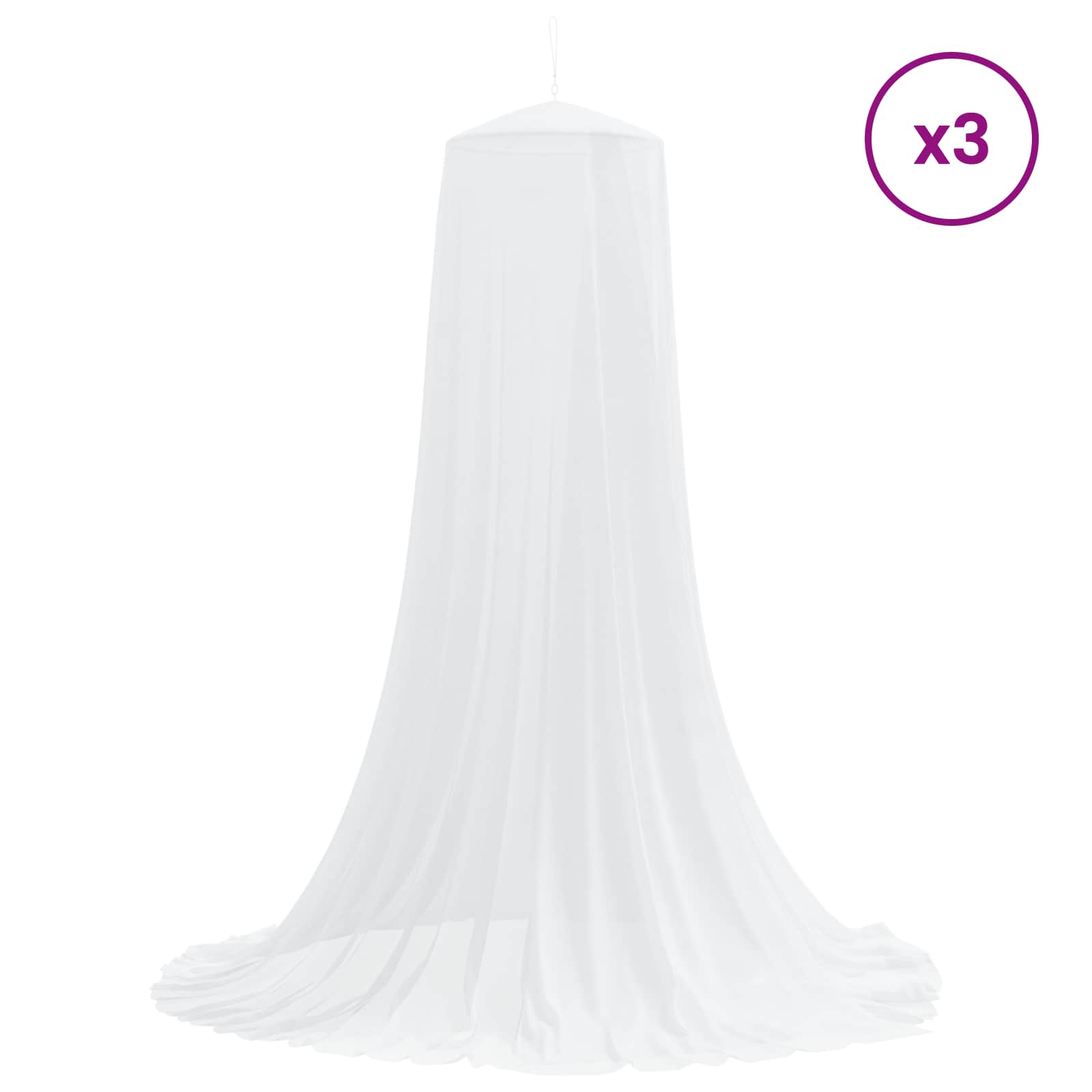Moskito-Netz für das Bett 3 pcs 156 Mesh Weiß ⌀56 x 220 cm