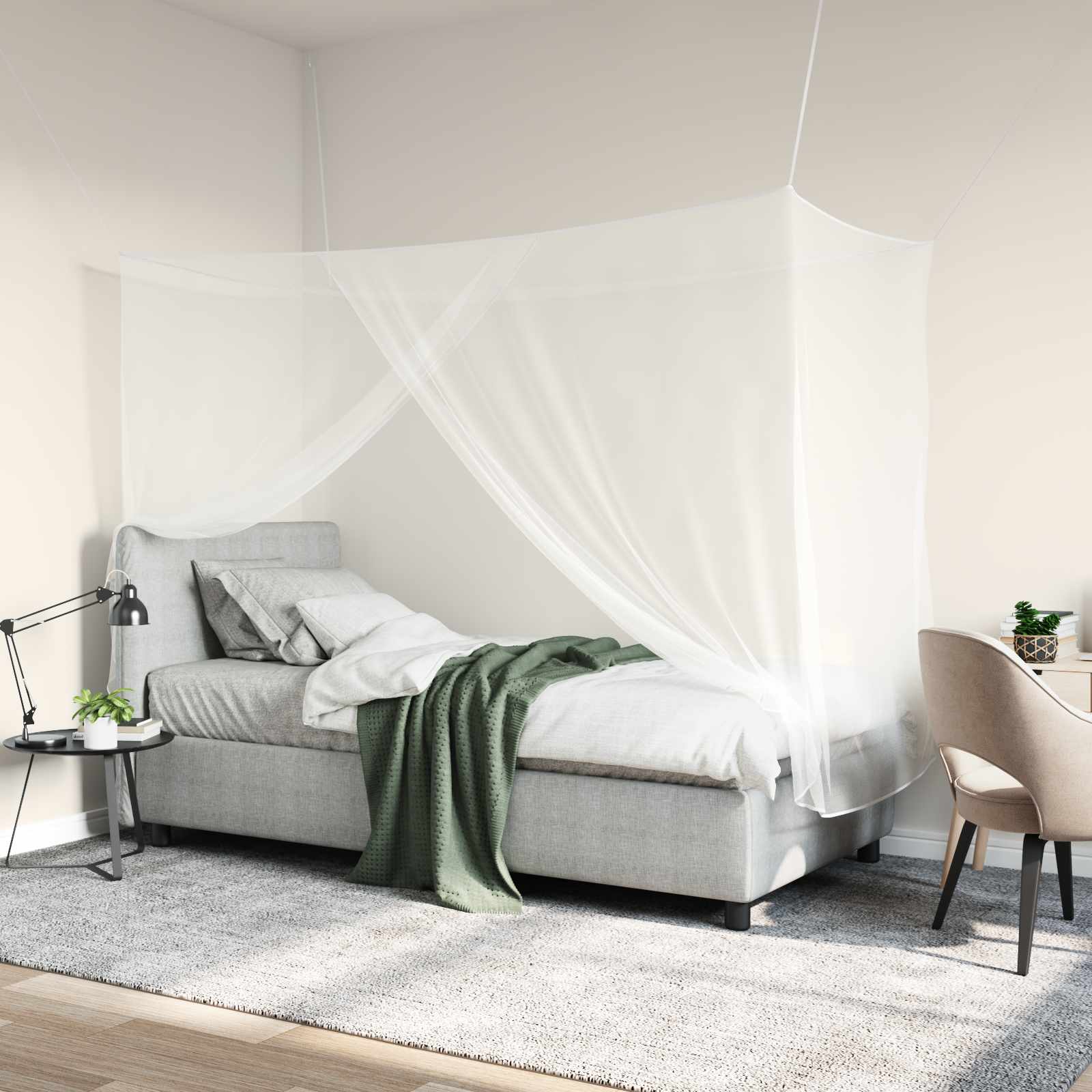 Moskito-Netz für Bett 156 Maschen 3 pcs Weiß Polyester