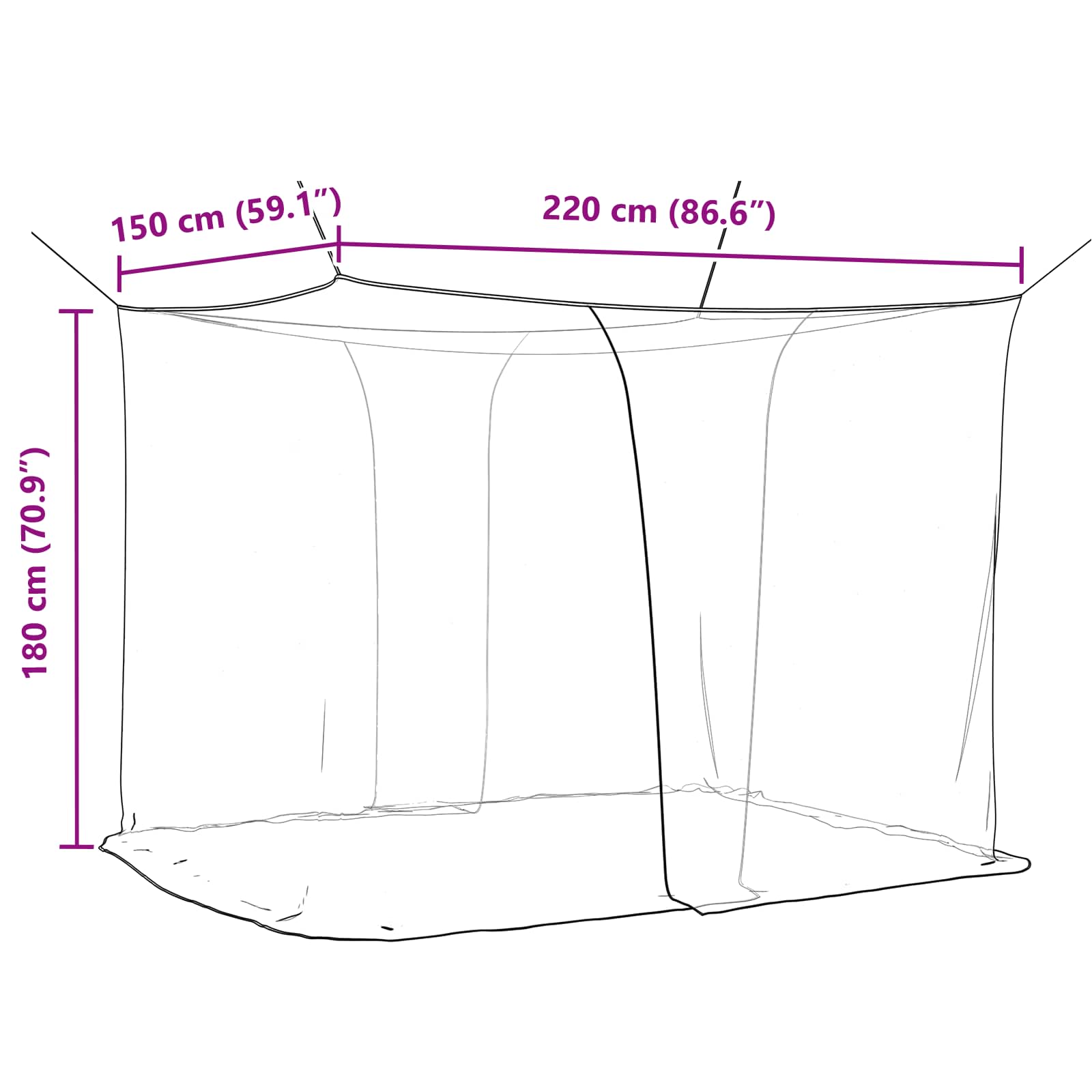 Moskito-Netz für Bett 156 Maschen 3 pcs Weiß Polyester