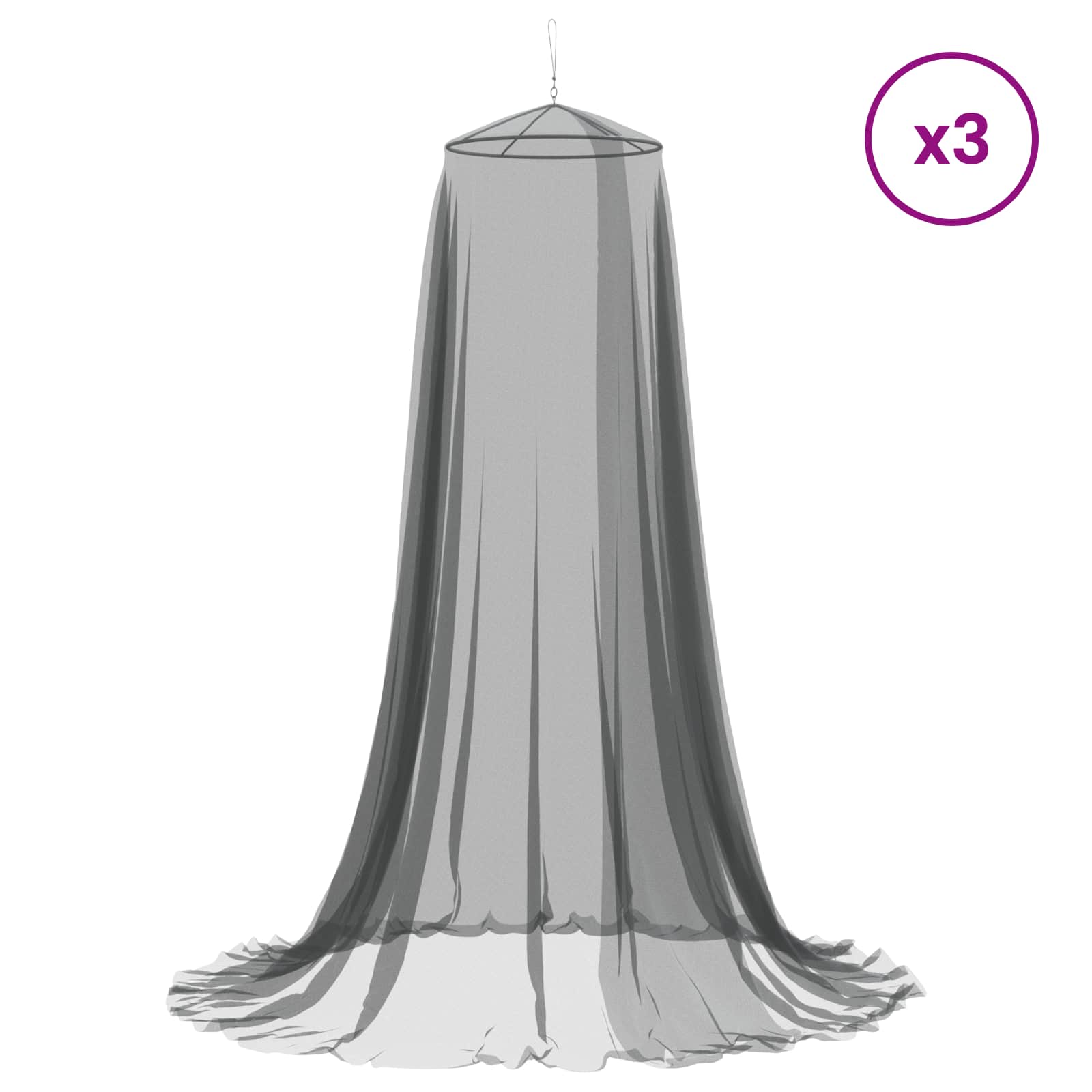 Moskito-Netz für das Bett 3 pcs 156 Mesh Schwarz ⌀56 x 220 cm