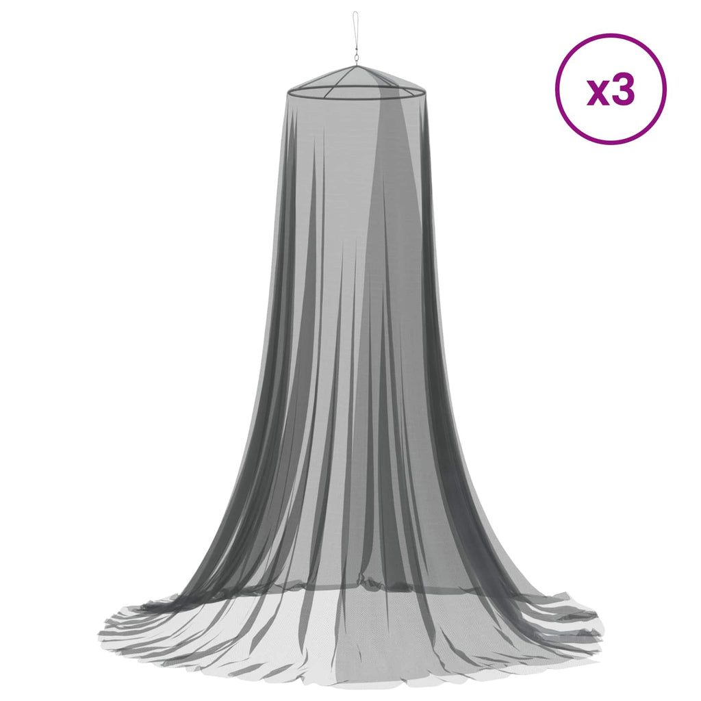 Moskito-Netz für das Bett 3 pcs 156 Mesh Schwarz ⌀56 x 220 cm
