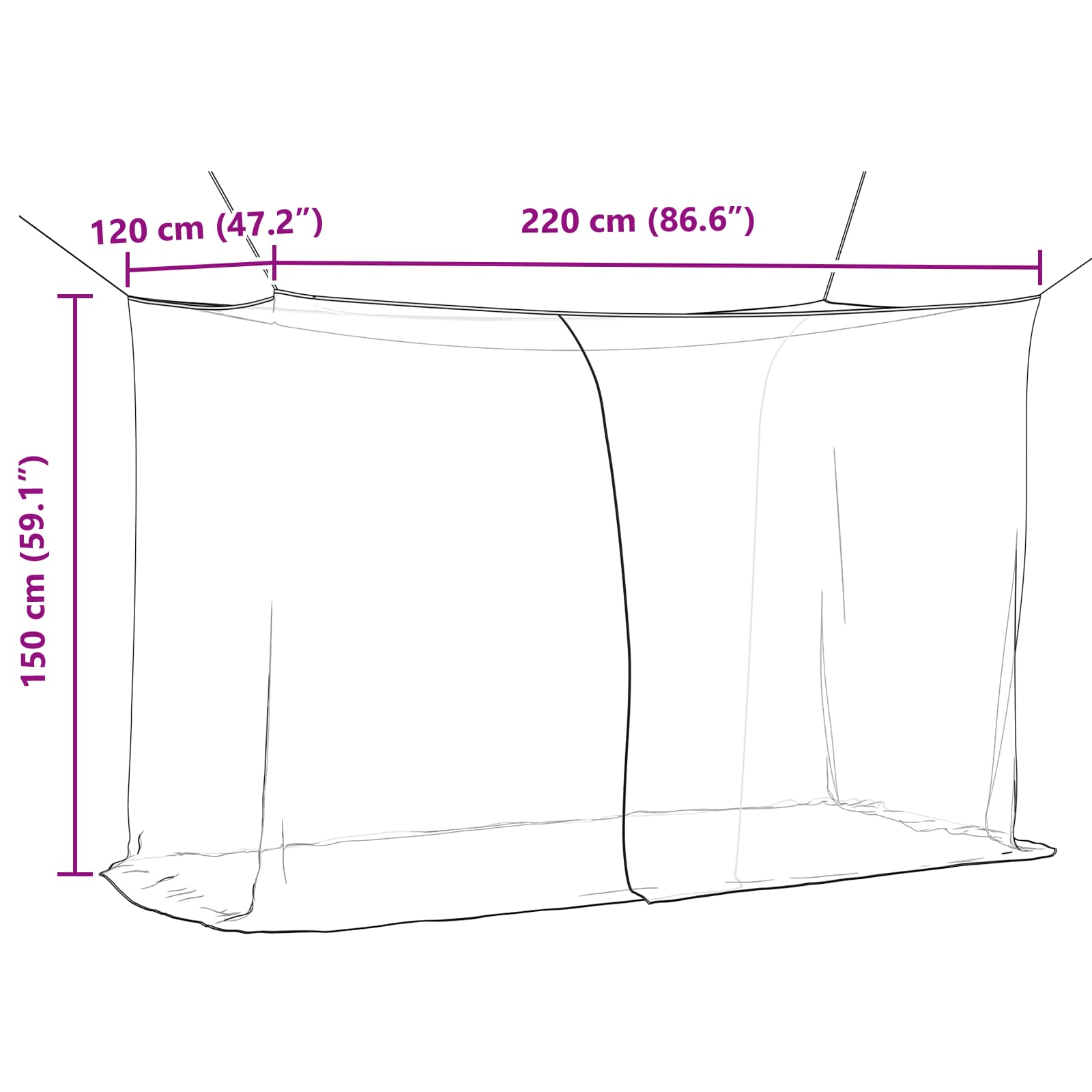 Moskito-Netz für Bett 156 Maschen 3 pcs Schwarz Polyester