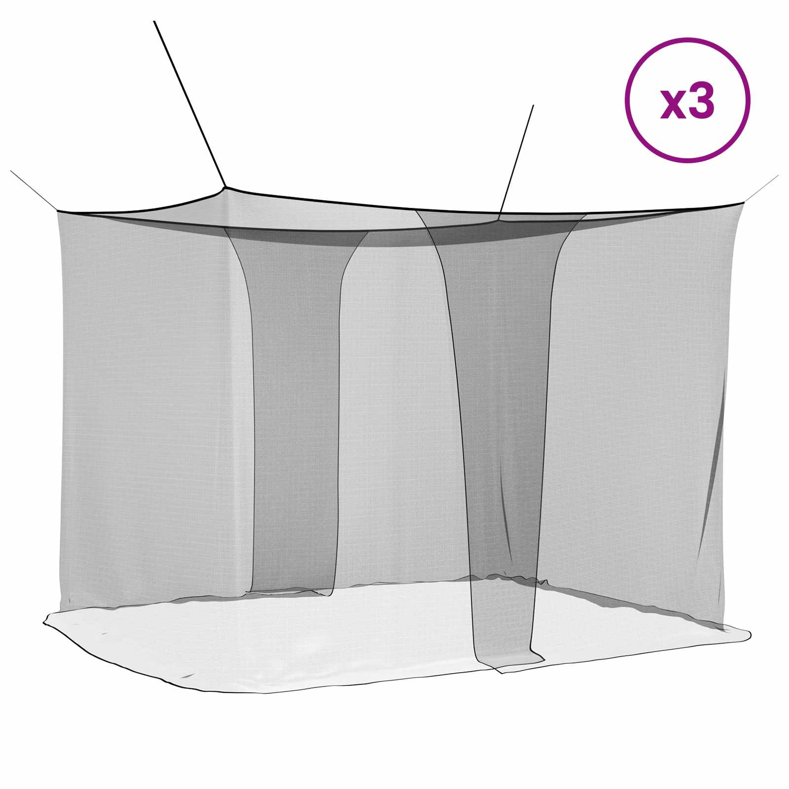 Moskito-Netz für Bett 156 Maschen 3 pcs Schwarz Polyester
