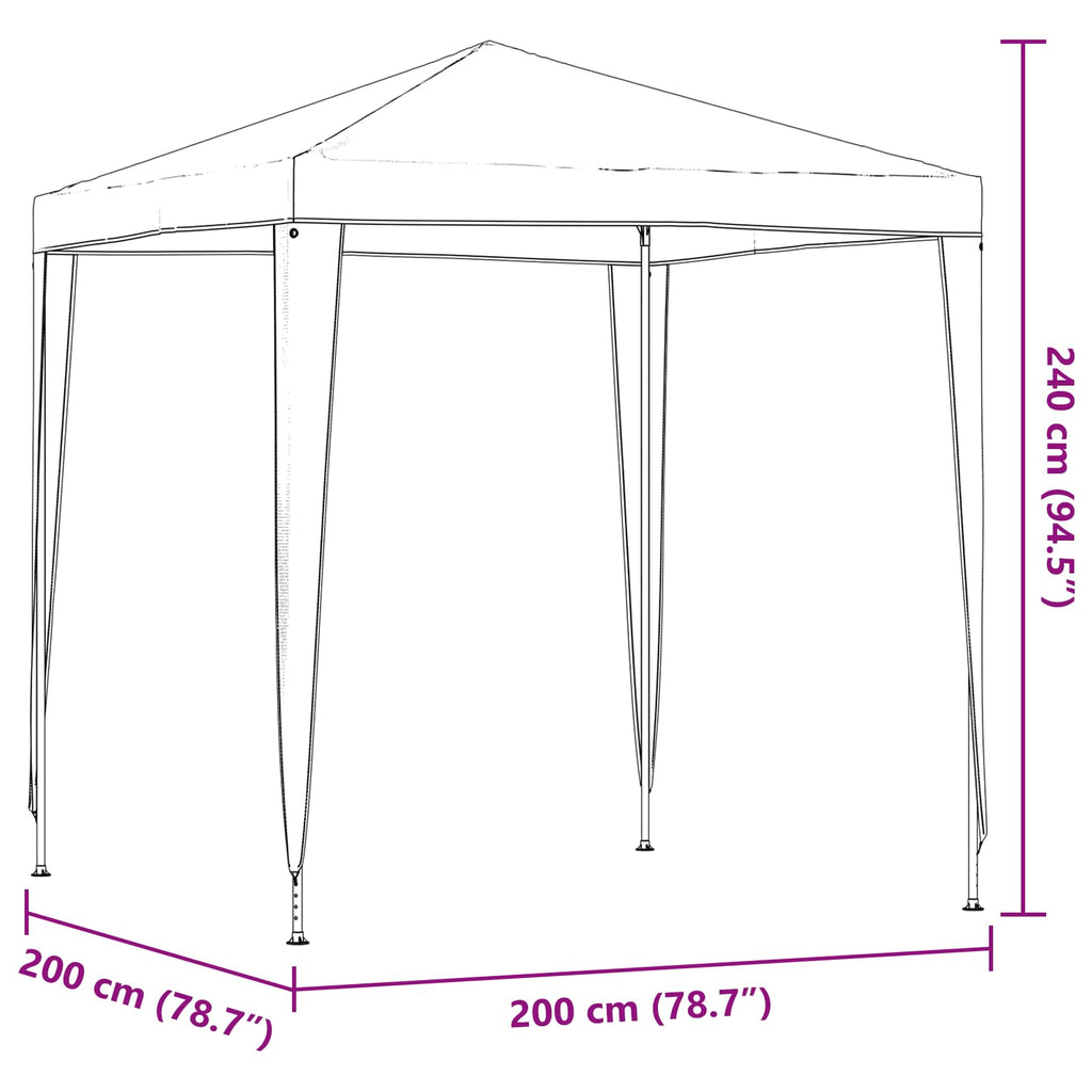 Party-Zelt 200 x 200 x 240 cm Hellgrau PE und Stahl
