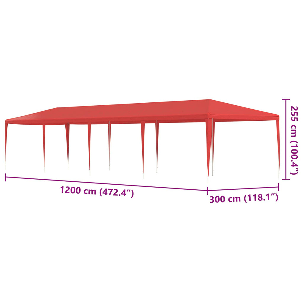 Partyzelt Rot 1200 x 300 x 255 cm PE und Stahl
