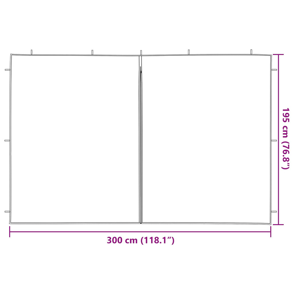 Party Zelt Seitenteil 2 pcs Rot 300 x 195 cm PE und Stahl