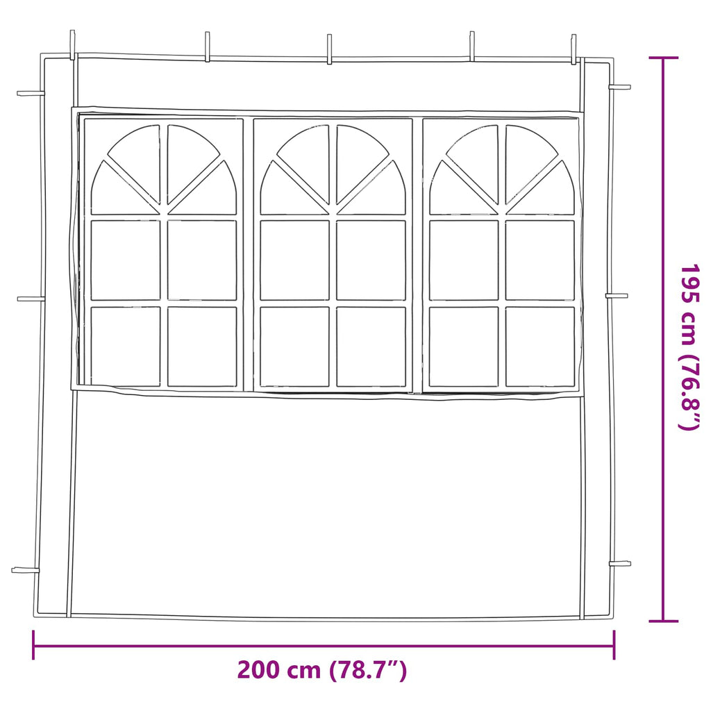 Party Zelt Seitenteil 2 pcs 200 x 195 cm Blau PE und Stahl