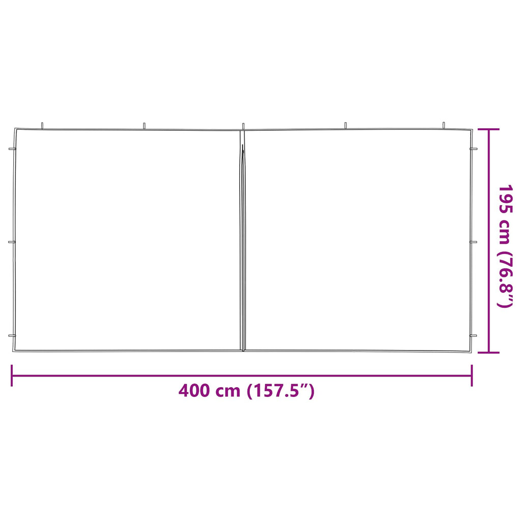 Party Zelt Seitenteil 2 pcs Rot 400 x 195 cm PE und Stahl