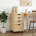 Rollschrank Mit Rad Braun 34 x 39 x 56 cm Massives Kiefernholz