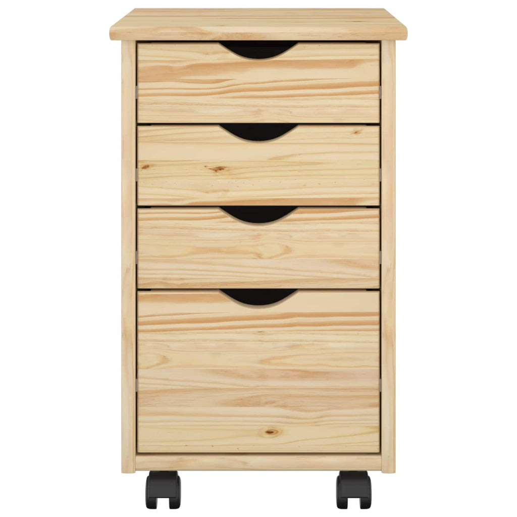 Rollschrank Mit Rad Braun 34 x 39 x 56 cm Massives Kiefernholz