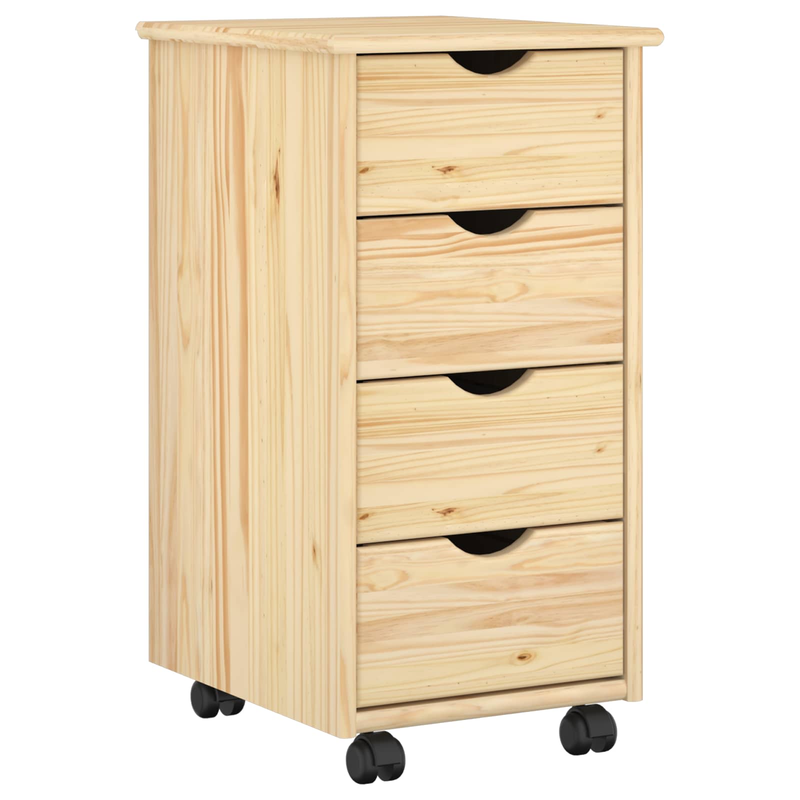 Rollschrank Mit Rad Braun 65,5 x 34 x 39 cm Massivholz Kiefer