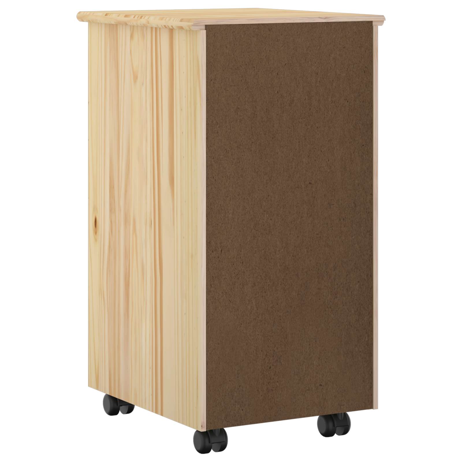 Rollschrank Mit Rad Braun 65,5 x 34 x 39 cm Massivholz Kiefer