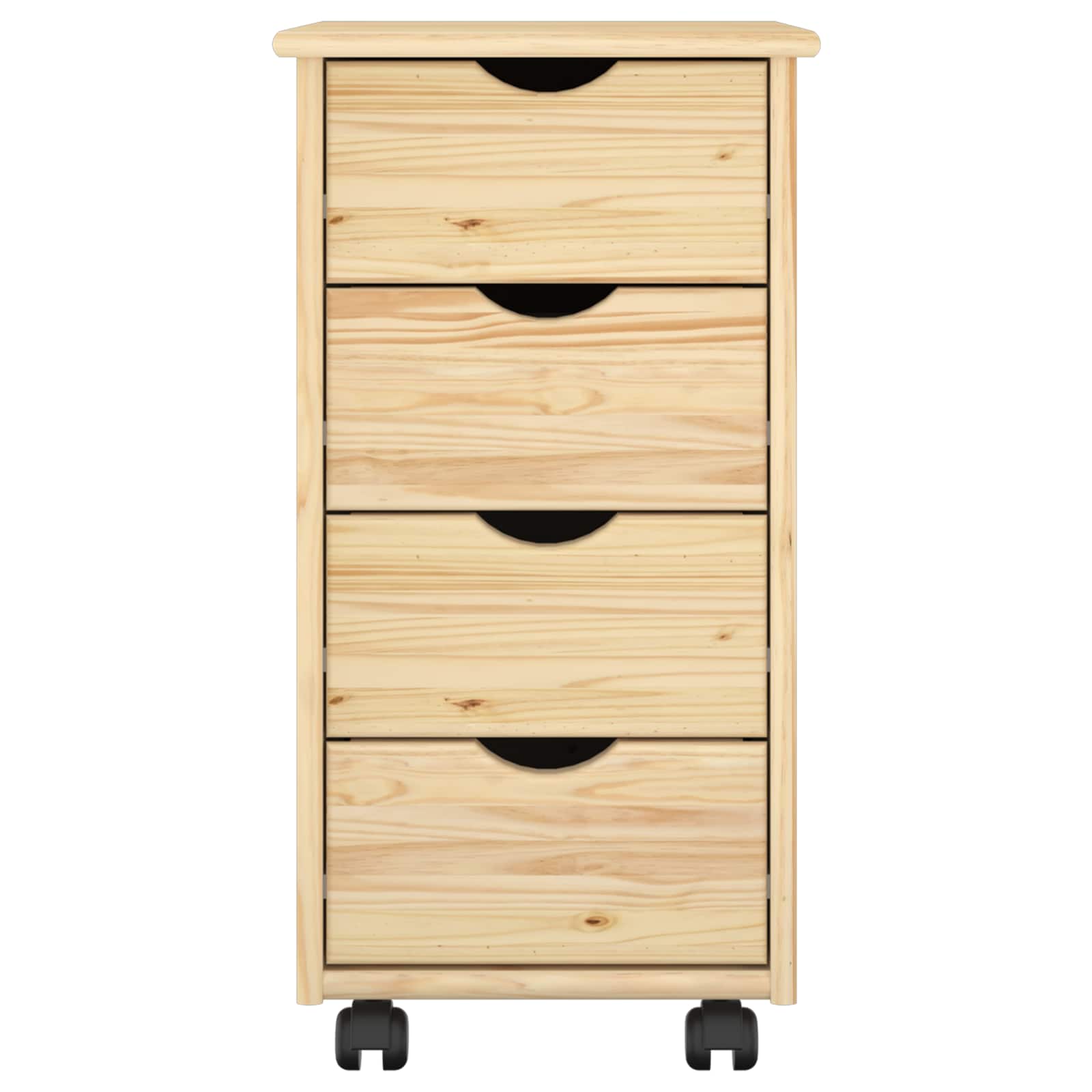 Rollschrank Mit Rad Braun 65,5 x 34 x 39 cm Massivholz Kiefer