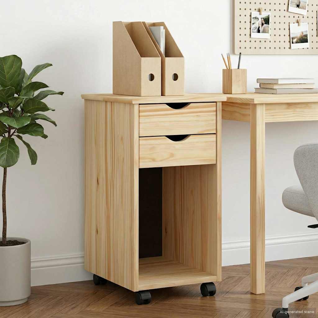 Rollschrank Braun 34 x 39 x 65,5 cm Massives Kiefernholz