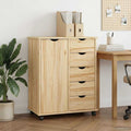 Rollschrank Mit Rad Braun 63,5 x 39 x 79 cm Massivholz Kiefer