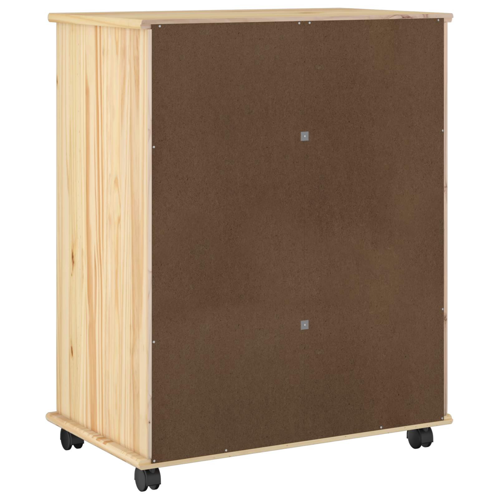 Rollschrank Mit Rad Braun 63,5 x 39 x 79 cm Massivholz Kiefer