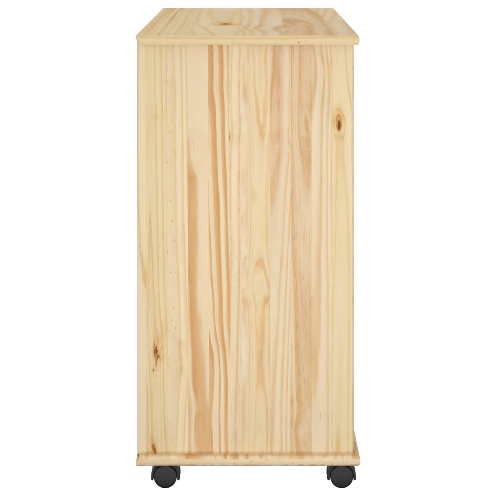 Rollschrank Mit Rad Braun 63,5 x 39 x 79 cm Massivholz Kiefer