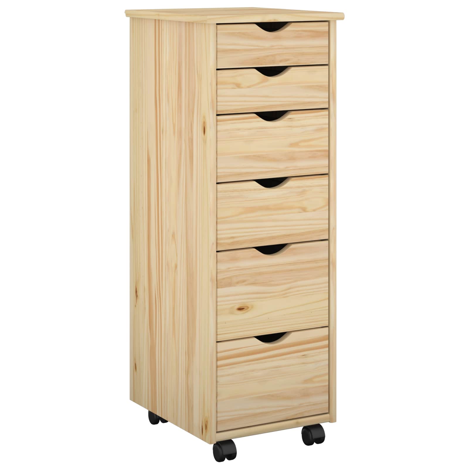 Rollschrank Mit Rad Braun 34 x 39 x 93,5 cm Massivholz Kiefer