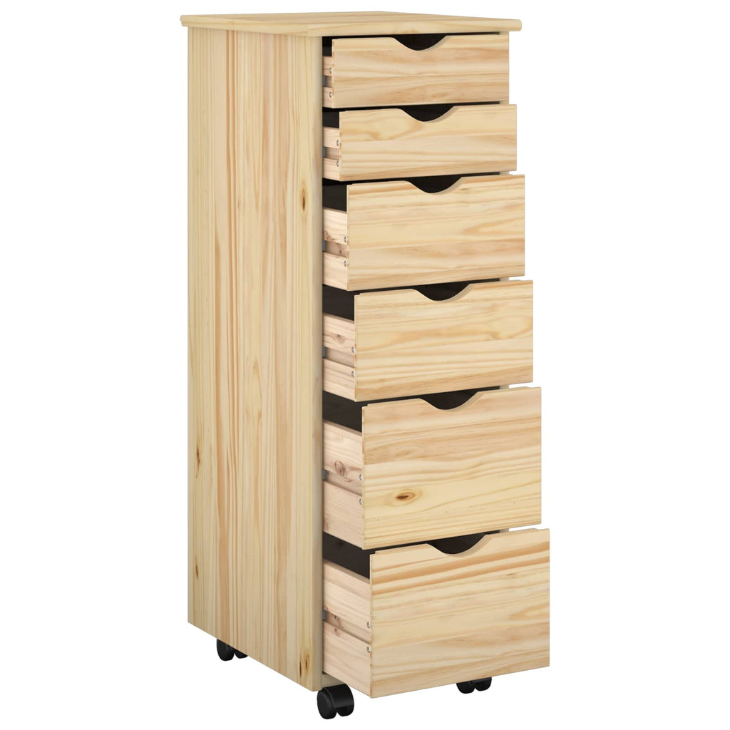 Rollschrank Mit Rad Braun 34 x 39 x 93,5 cm Massivholz Kiefer