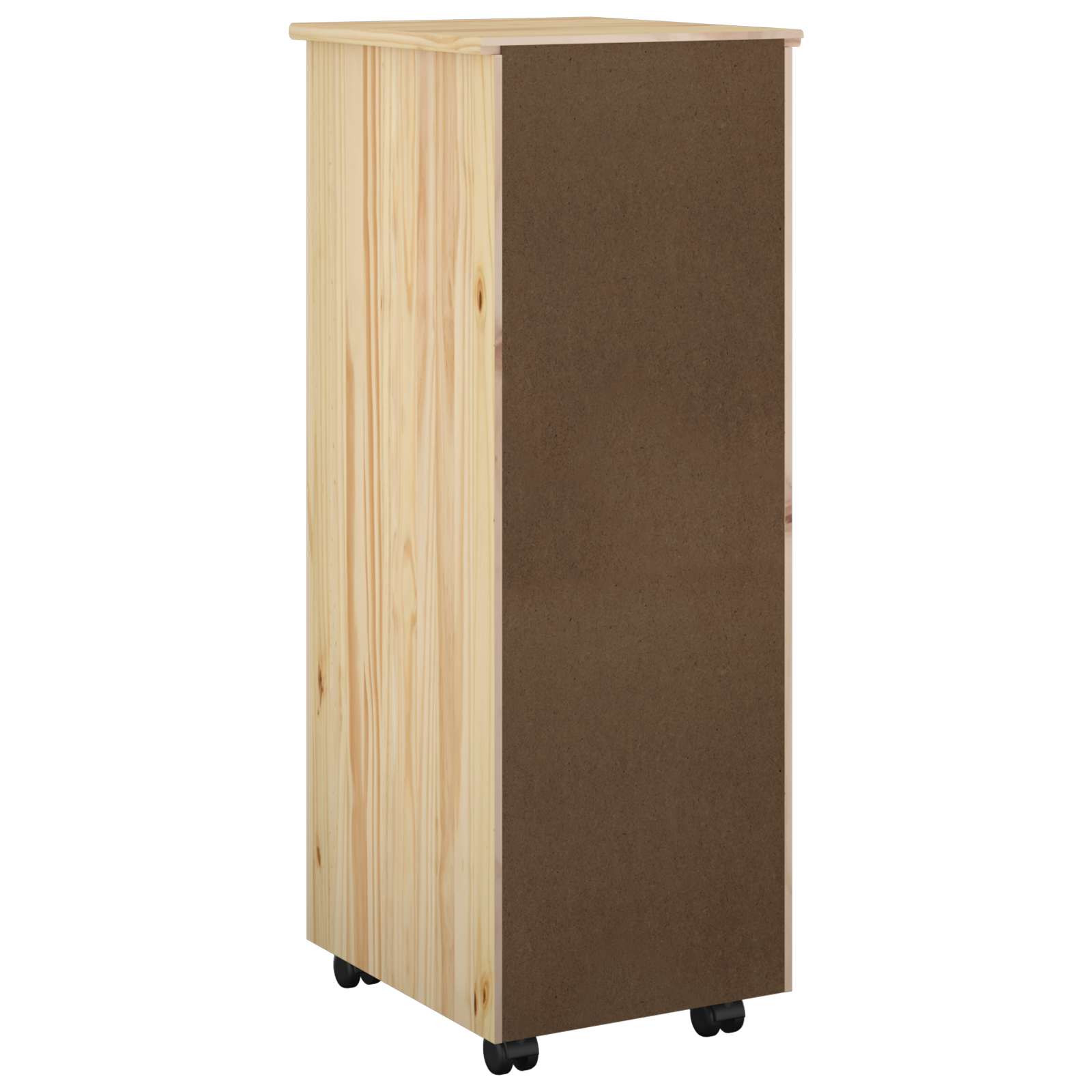 Rollschrank Mit Rad Braun 34 x 39 x 93,5 cm Massivholz Kiefer