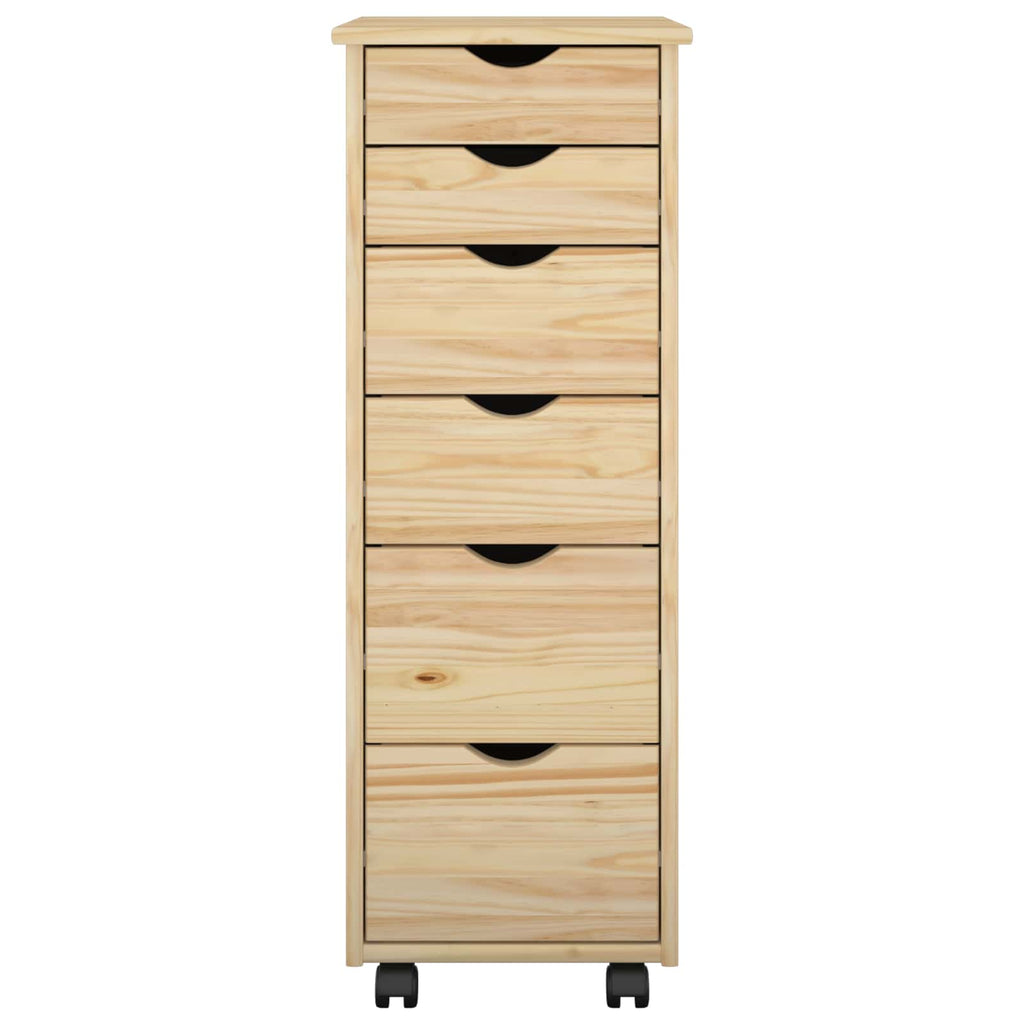 Rollschrank Mit Rad Braun 34 x 39 x 93,5 cm Massivholz Kiefer