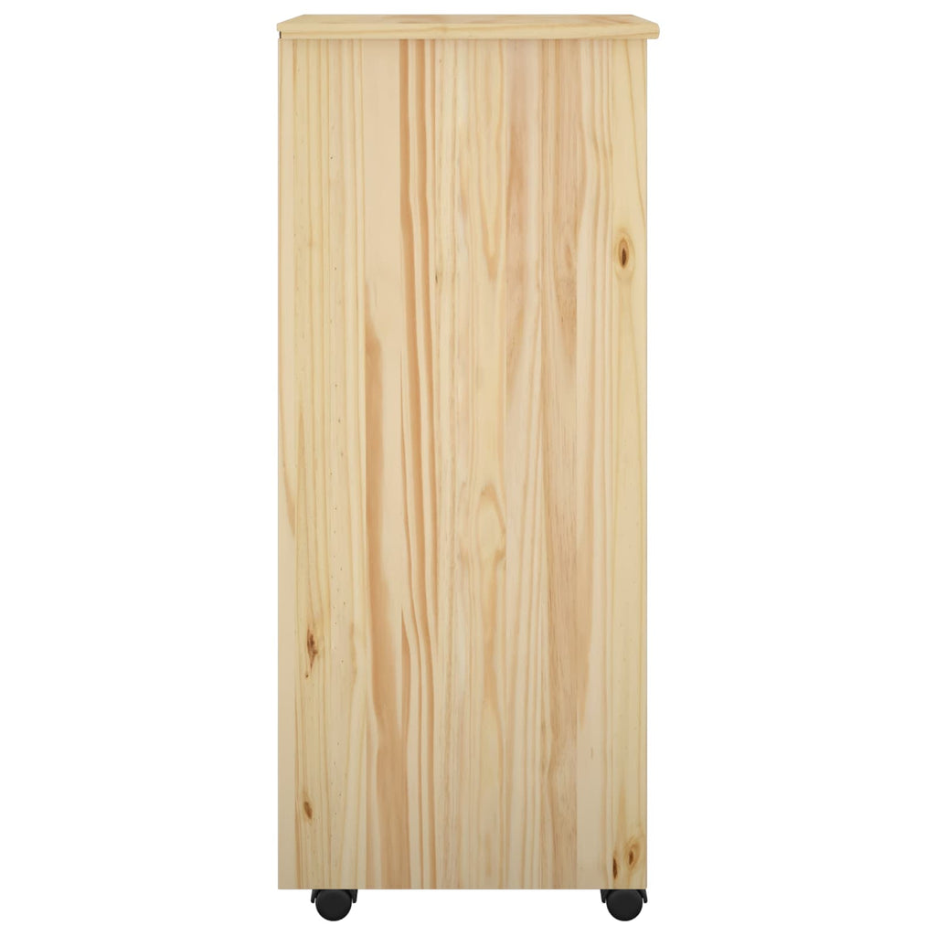 Rollschrank Mit Rad Braun 34 x 39 x 93,5 cm Massivholz Kiefer