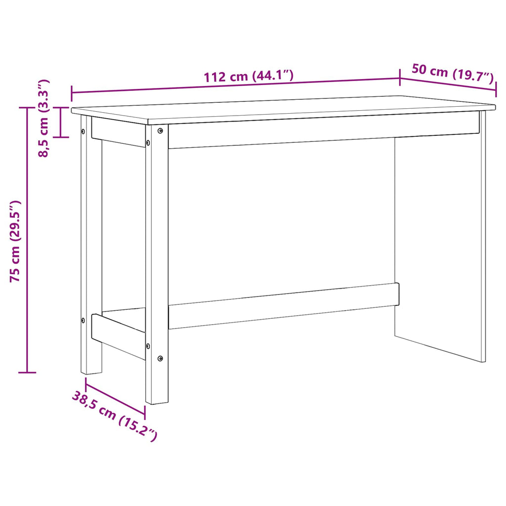 Schreibtisch Braun 112 x 50 x 75 cm Massivholz Kiefer