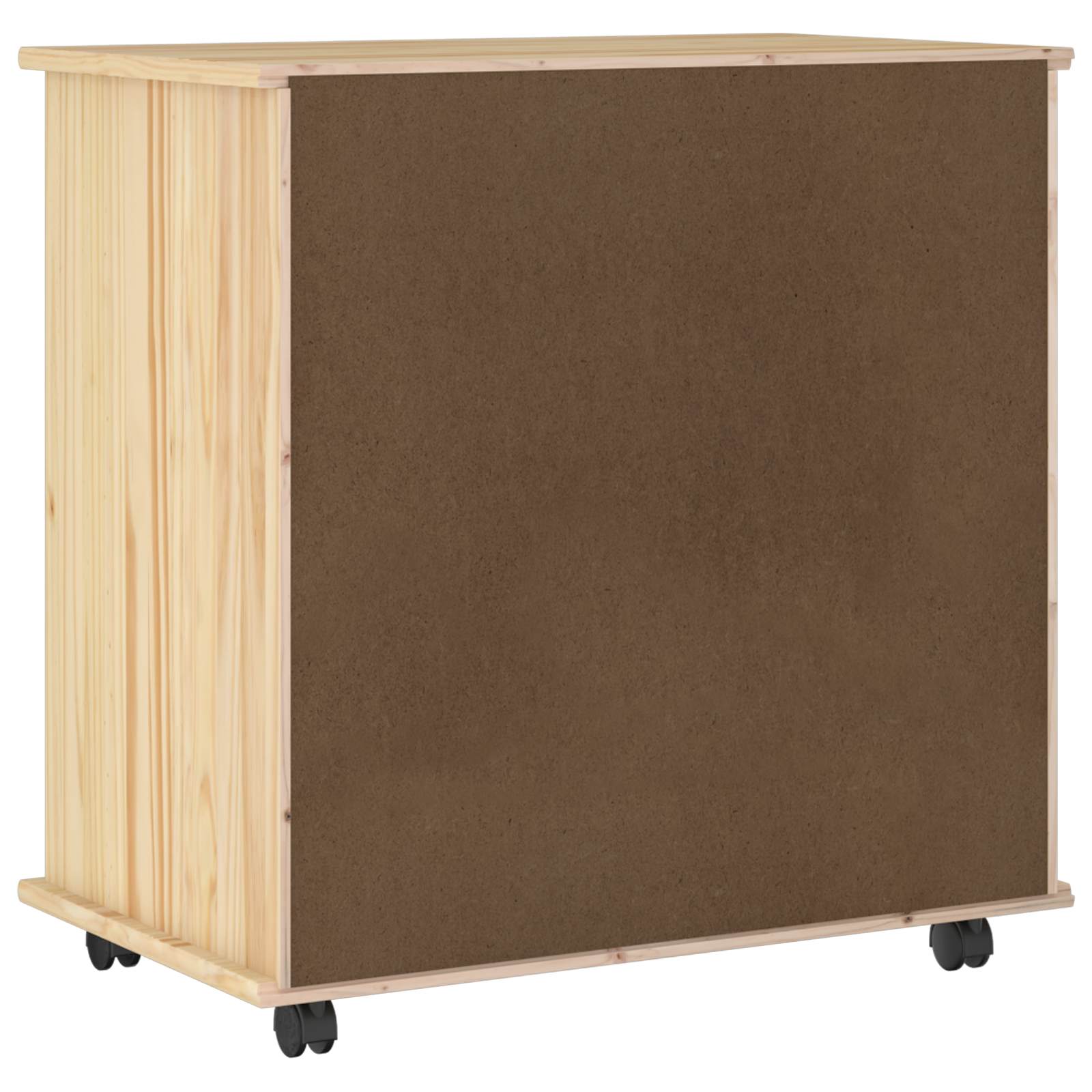 Rollschrank Mit Rad Braun 63,5 x 39 x 65,5 cm Massivholz Kiefer