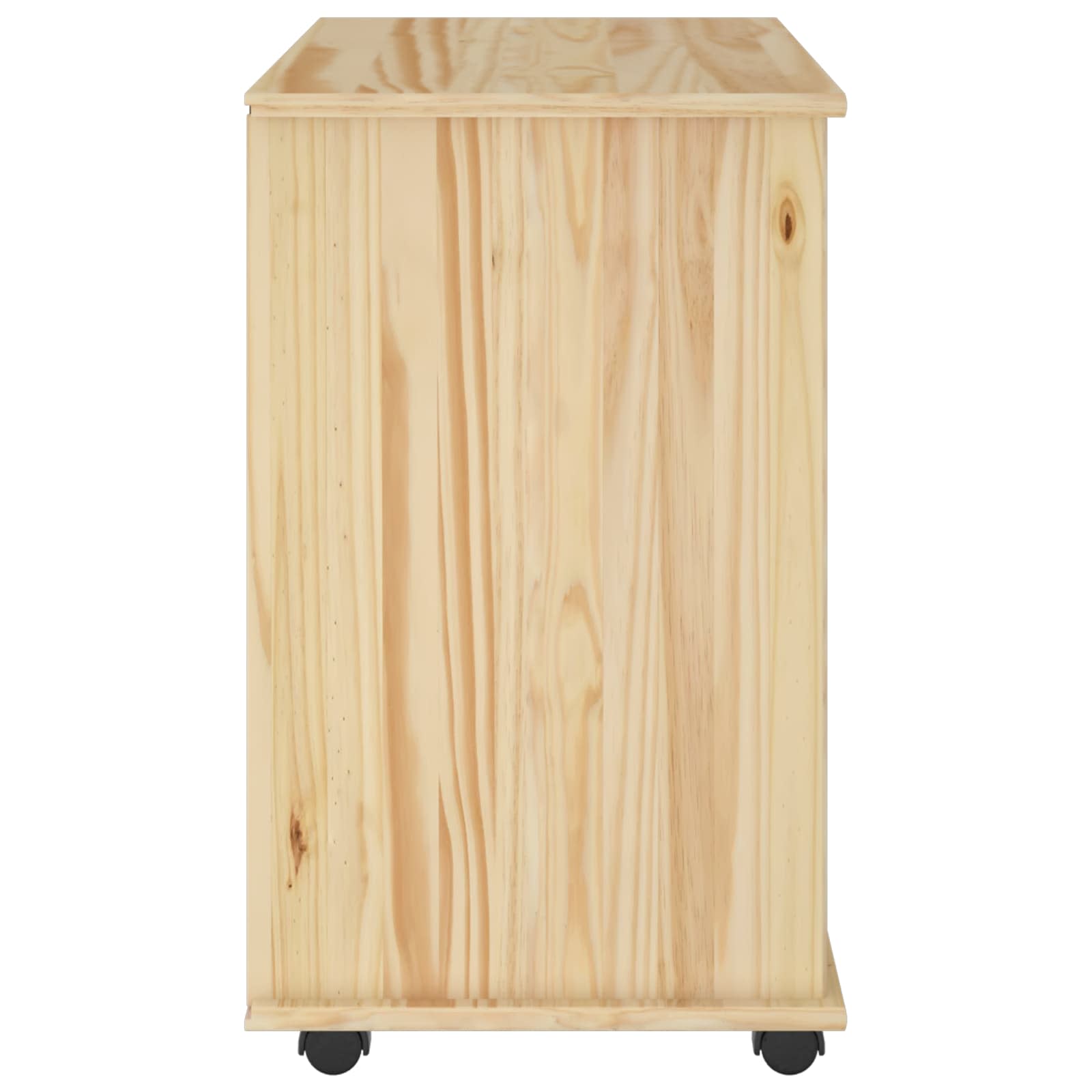Rollschrank Mit Rad Braun 63,5 x 39 x 65,5 cm Massivholz Kiefer