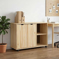 Rollschrank Mit Rad Braun 100 x 39 x 65,5 cm Massivholz Kiefer