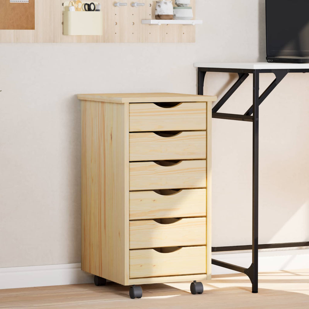 Rollcontainer mit Schubladen MOSS Klarlack 34 x 39 x 65,5 cm