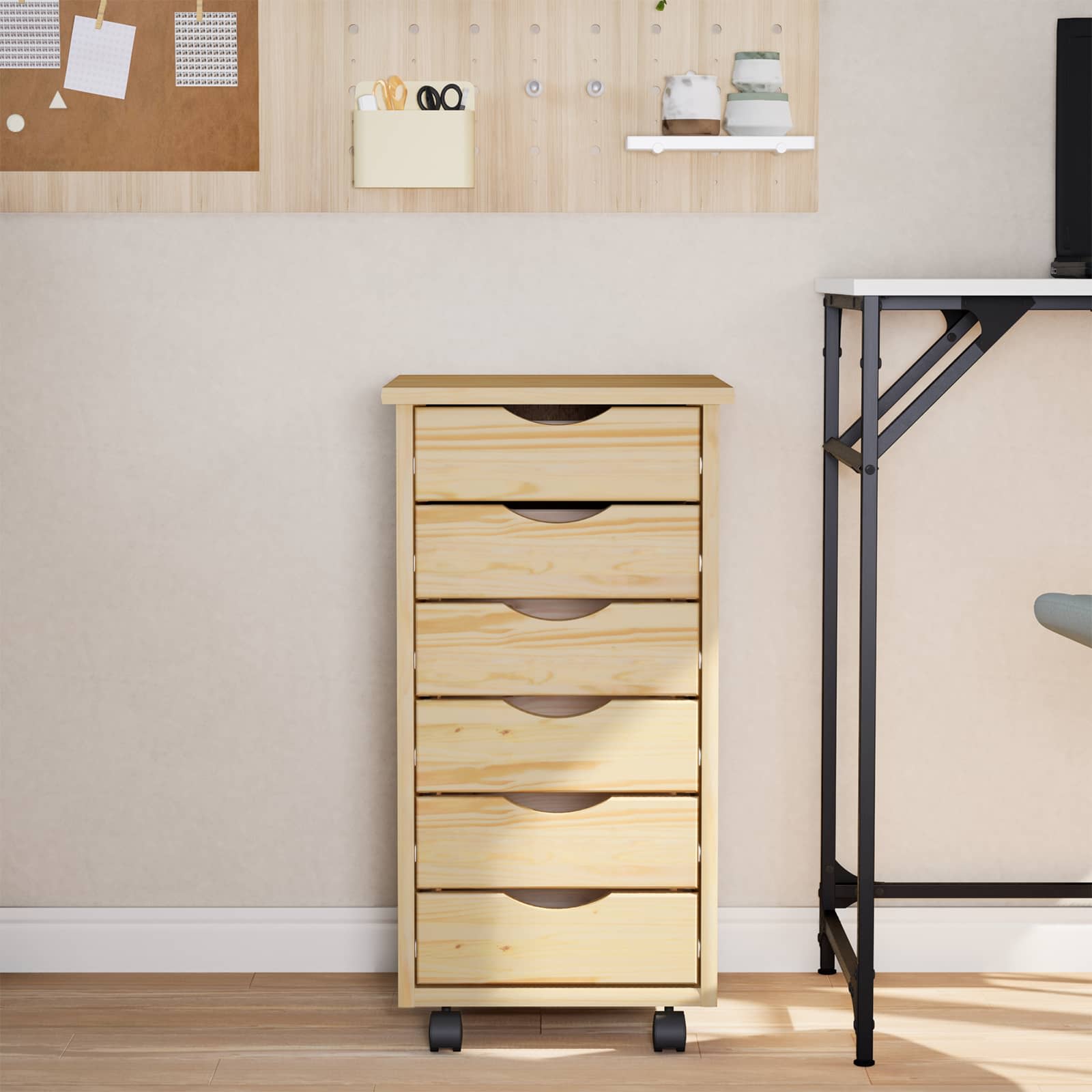 Rollcontainer mit Schubladen MOSS Klarlack 34 x 39 x 65,5 cm